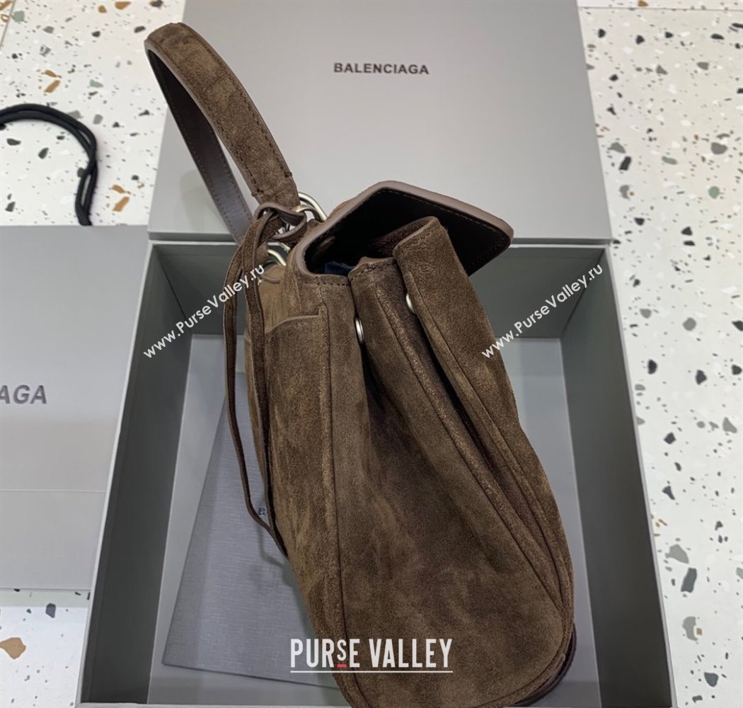 Balenciaga Rodeo Small Handbag in suede, aged-silver hardware Dark Coffee Brown 2025 78972 (JM-250926086)