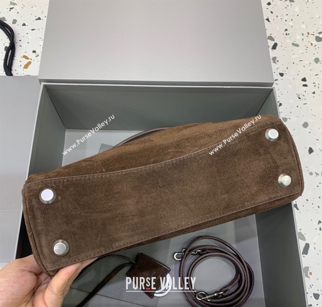 Balenciaga Rodeo Small Handbag in suede, aged-silver hardware Dark Coffee Brown 2025 78972 (JM-250926086)