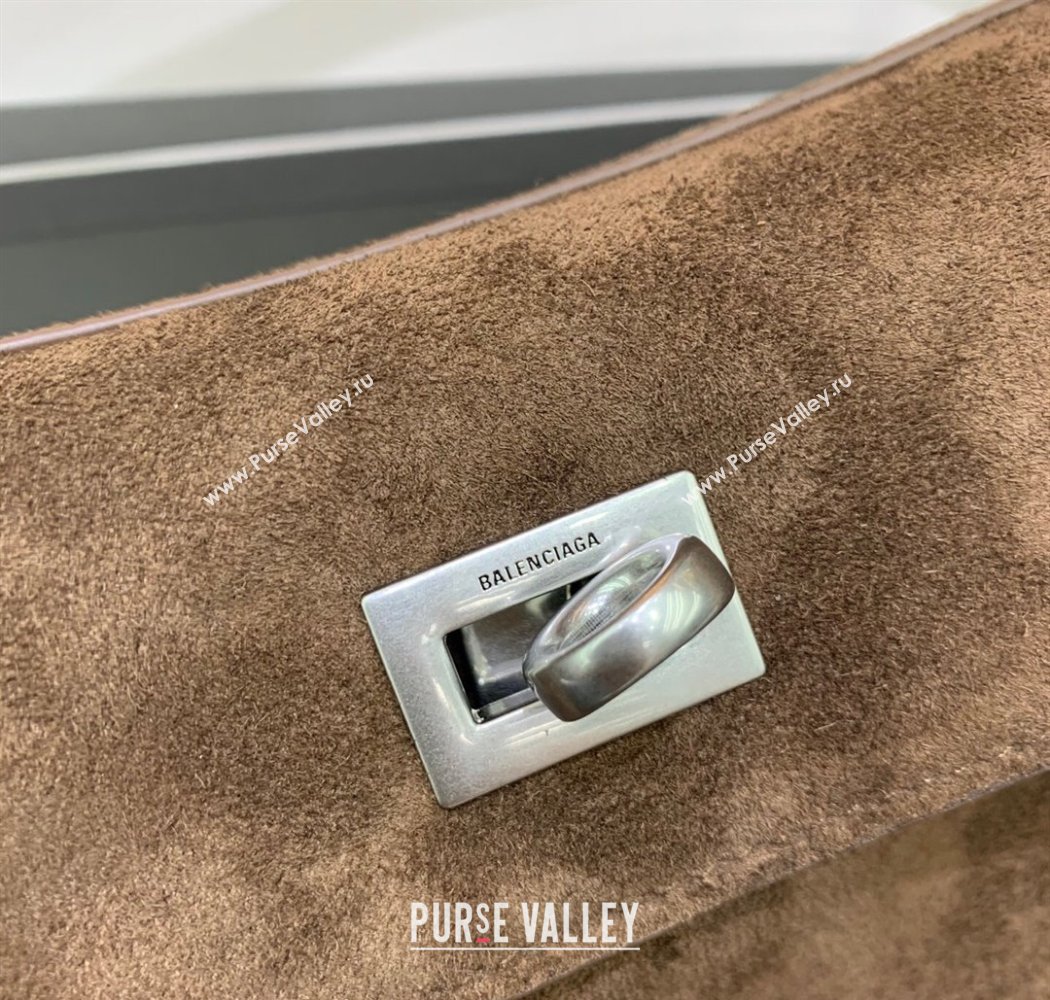 Balenciaga Rodeo Small Handbag in suede, aged-silver hardware Dark Coffee Brown 2025 78972 (JM-250926086)