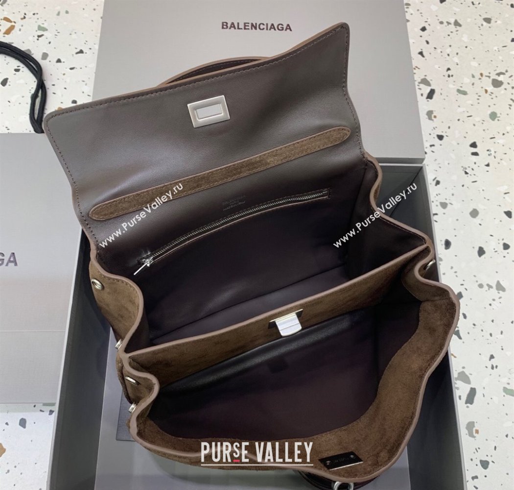 Balenciaga Rodeo Small Handbag in suede, aged-silver hardware Dark Coffee Brown 2025 78972 (JM-250926086)