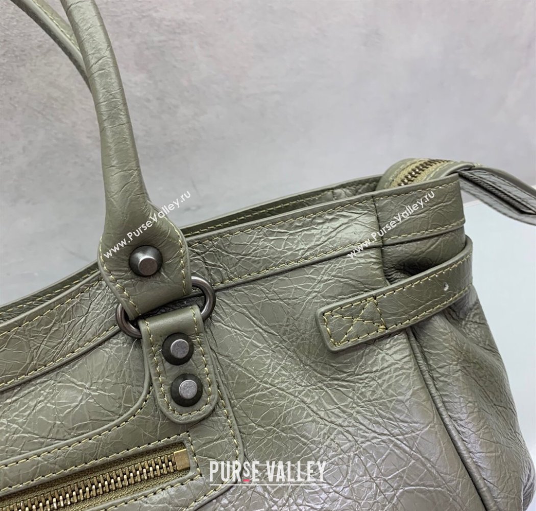 Balenciaga Le City Bag East West in Lambskin Leather Army Green 2025 0926 (JM-250926063)