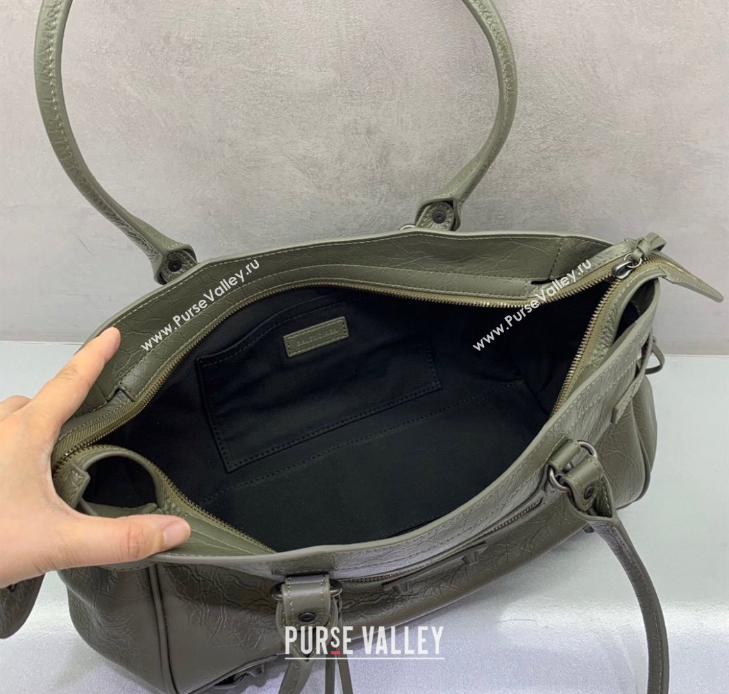 Balenciaga Le City Bag East West in Lambskin Leather Army Green 2025 0926 (JM-250926063)