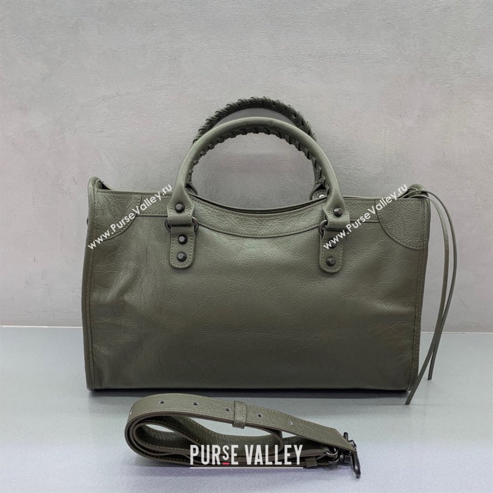Balenciaga Le City Medium Bag in Green Arena Storico lambskin leather 2025 0926 (JM-250926107)