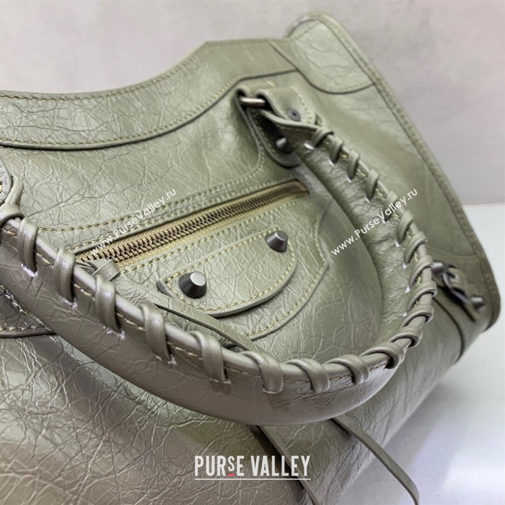 Balenciaga Le City Medium Bag in Green Arena Storico lambskin leather 2025 0926 (JM-250926107)