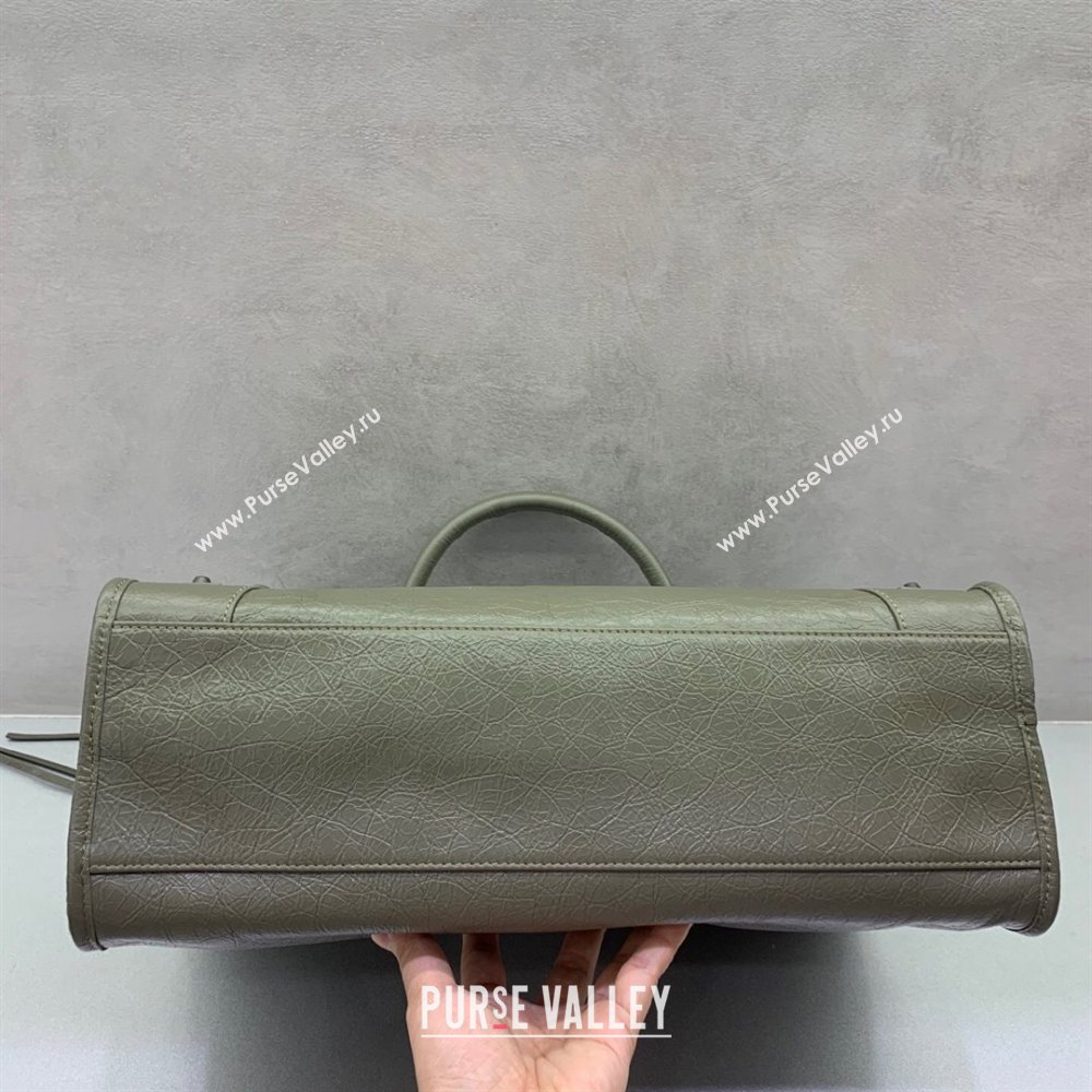 Balenciaga Le City Medium Bag in Green Arena Storico lambskin leather 2025 0926 (JM-250926107)
