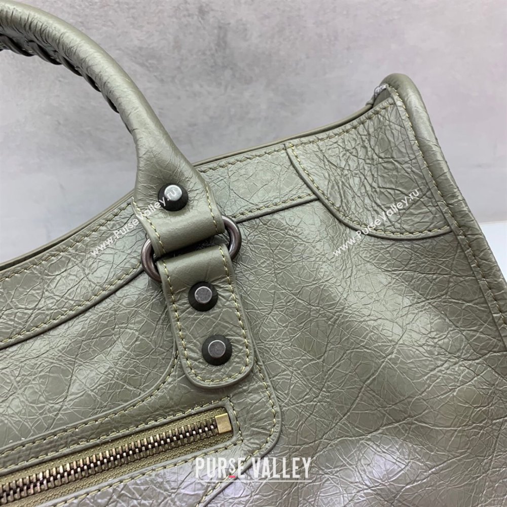 Balenciaga Le City Medium Bag in Green Arena Storico lambskin leather 2025 0926 (JM-250926107)