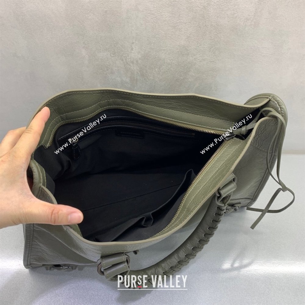 Balenciaga Le City Medium Bag in Green Arena Storico lambskin leather 2025 0926 (JM-250926107)