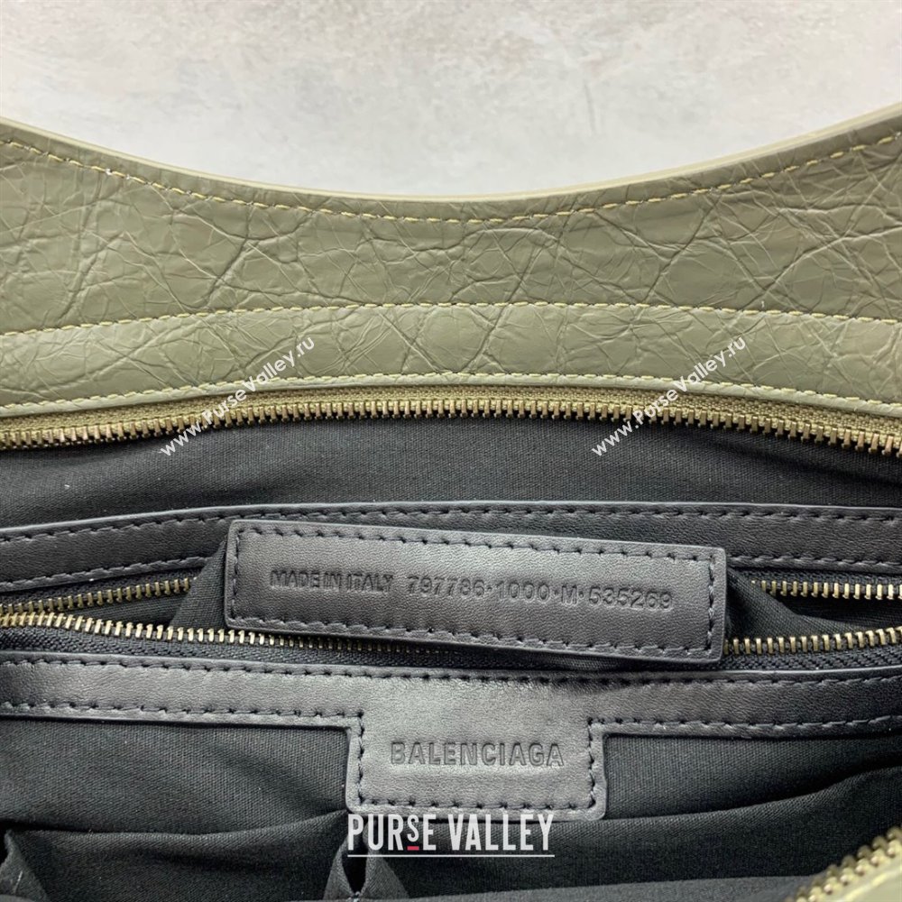 Balenciaga Le City Medium Bag in Green Arena Storico lambskin leather 2025 0926 (JM-250926107)