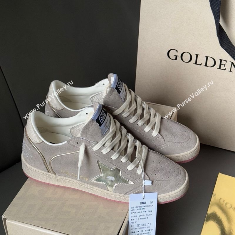 Golden Goose Womens Ball Star in grey suede with silver star 2025 0902 (13-250902094)