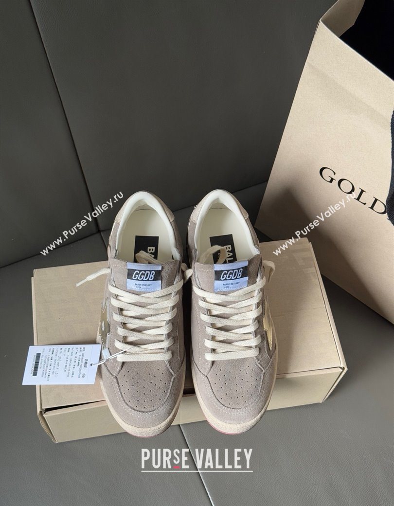 Golden Goose Womens Ball Star in grey suede with silver star 2025 0902 (13-250902094)