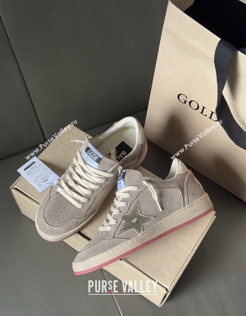 Golden Goose Womens Ball Star in grey suede with silver star 2025 0902 (13-250902094)