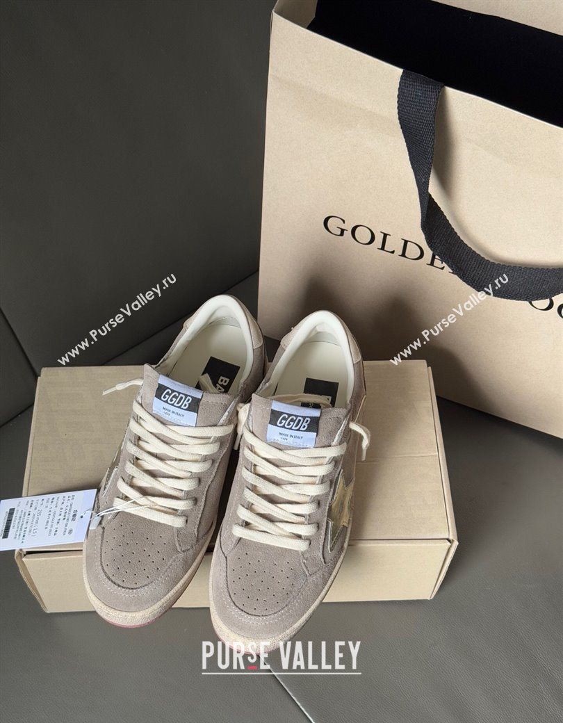 Golden Goose Womens Ball Star in grey suede with silver star 2025 0902 (13-250902094)