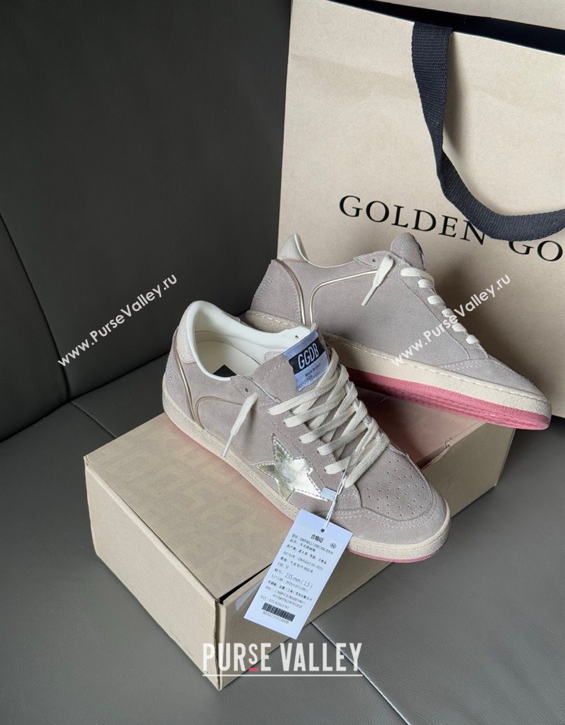 Golden Goose Womens Ball Star in grey suede with silver star 2025 0902 (13-250902094)