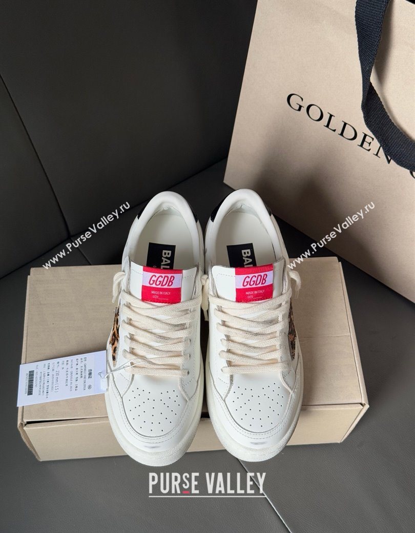 Golden Goose Ball Star with leopard pony skin star and black laminated leather heel tab White 2025 (13-250902092)