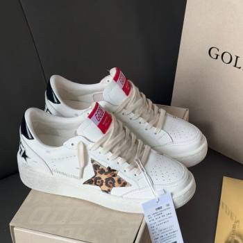 Golden Goose Ball Star with leopard pony skin star and black laminated leather heel tab White 2025 (13-250902092)