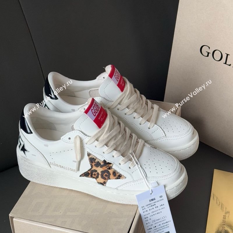 Golden Goose Ball Star with leopard pony skin star and black laminated leather heel tab White 2025 (13-250902092)