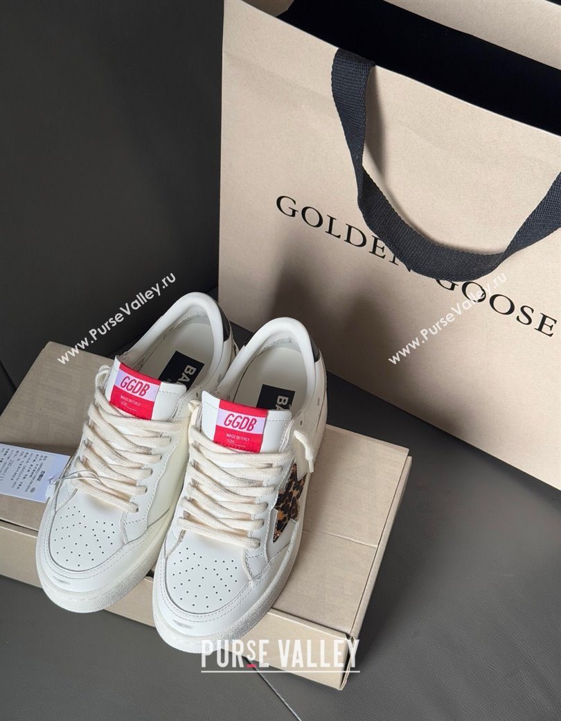 Golden Goose Ball Star with leopard pony skin star and black laminated leather heel tab White 2025 (13-250902092)