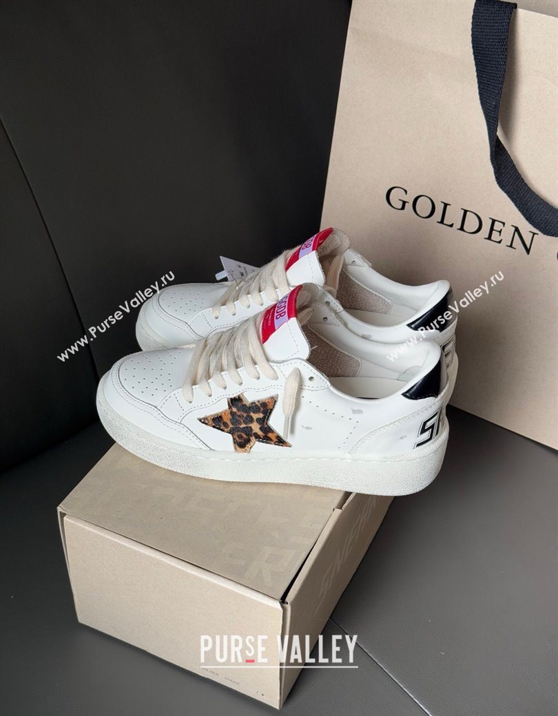 Golden Goose Ball Star with leopard pony skin star and black laminated leather heel tab White 2025 (13-250902092)