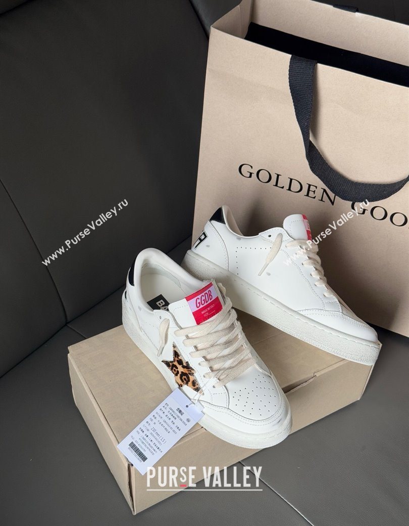 Golden Goose Ball Star with leopard pony skin star and black laminated leather heel tab White 2025 (13-250902092)
