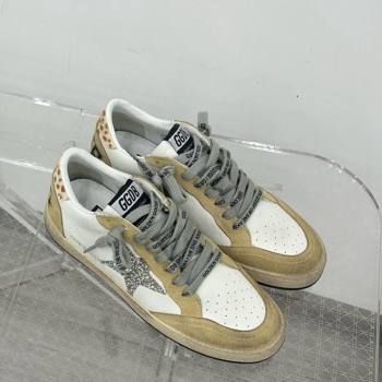 Golden Goose GGDB Ball Star Sneakers in White Calfskin and Yellow Suede 2024 0328 (MD-240328111)