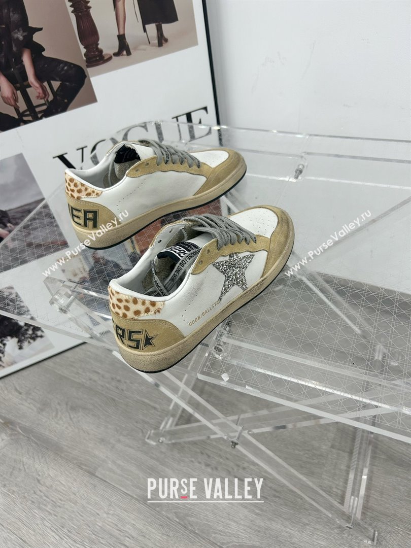 Golden Goose GGDB Ball Star Sneakers in White Calfskin and Yellow Suede 2024 0328 (MD-240328111)