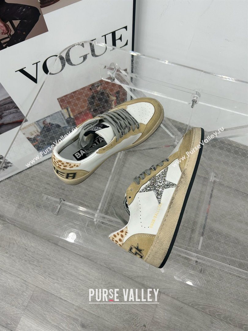 Golden Goose GGDB Ball Star Sneakers in White Calfskin and Yellow Suede 2024 0328 (MD-240328111)