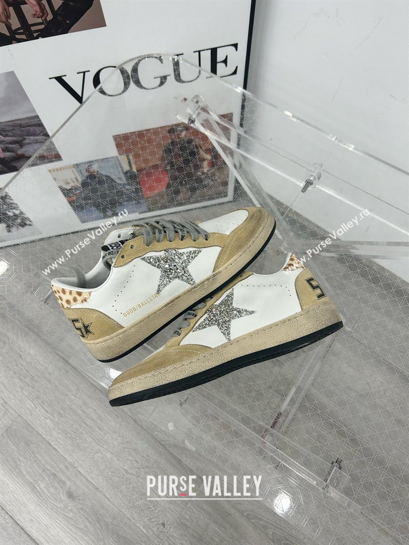 Golden Goose GGDB Ball Star Sneakers in White Calfskin and Yellow Suede 2024 0328 (MD-240328111)