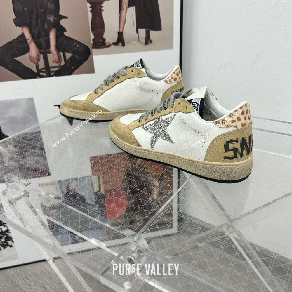 Golden Goose GGDB Ball Star Sneakers in White Calfskin and Yellow Suede 2024 0328 (MD-240328111)