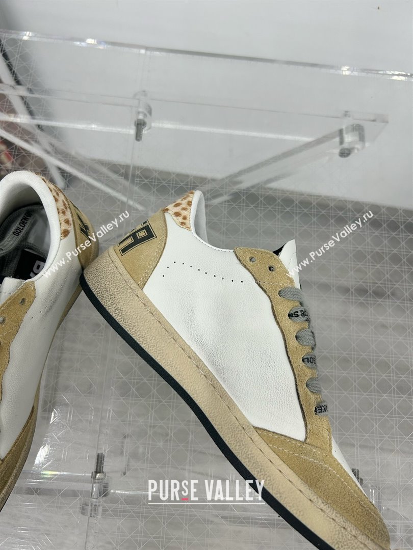 Golden Goose GGDB Ball Star Sneakers in White Calfskin and Yellow Suede 2024 0328 (MD-240328111)