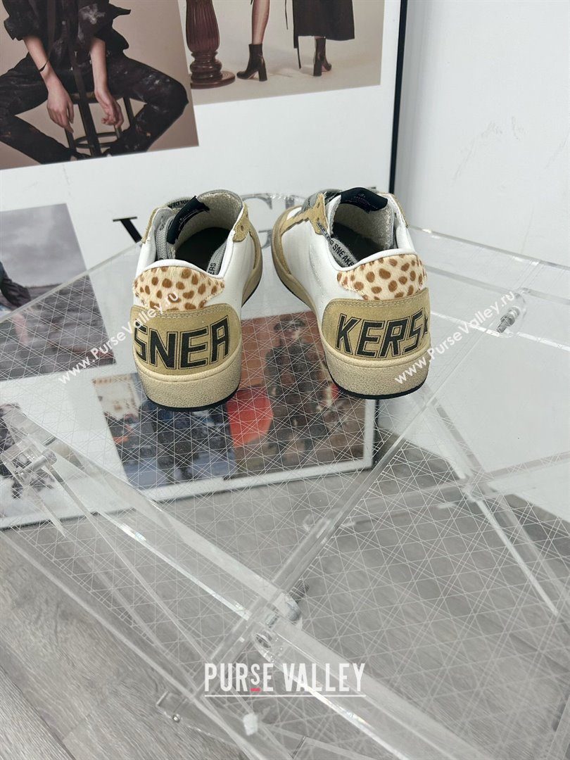 Golden Goose GGDB Ball Star Sneakers in White Calfskin and Yellow Suede 2024 0328 (MD-240328111)