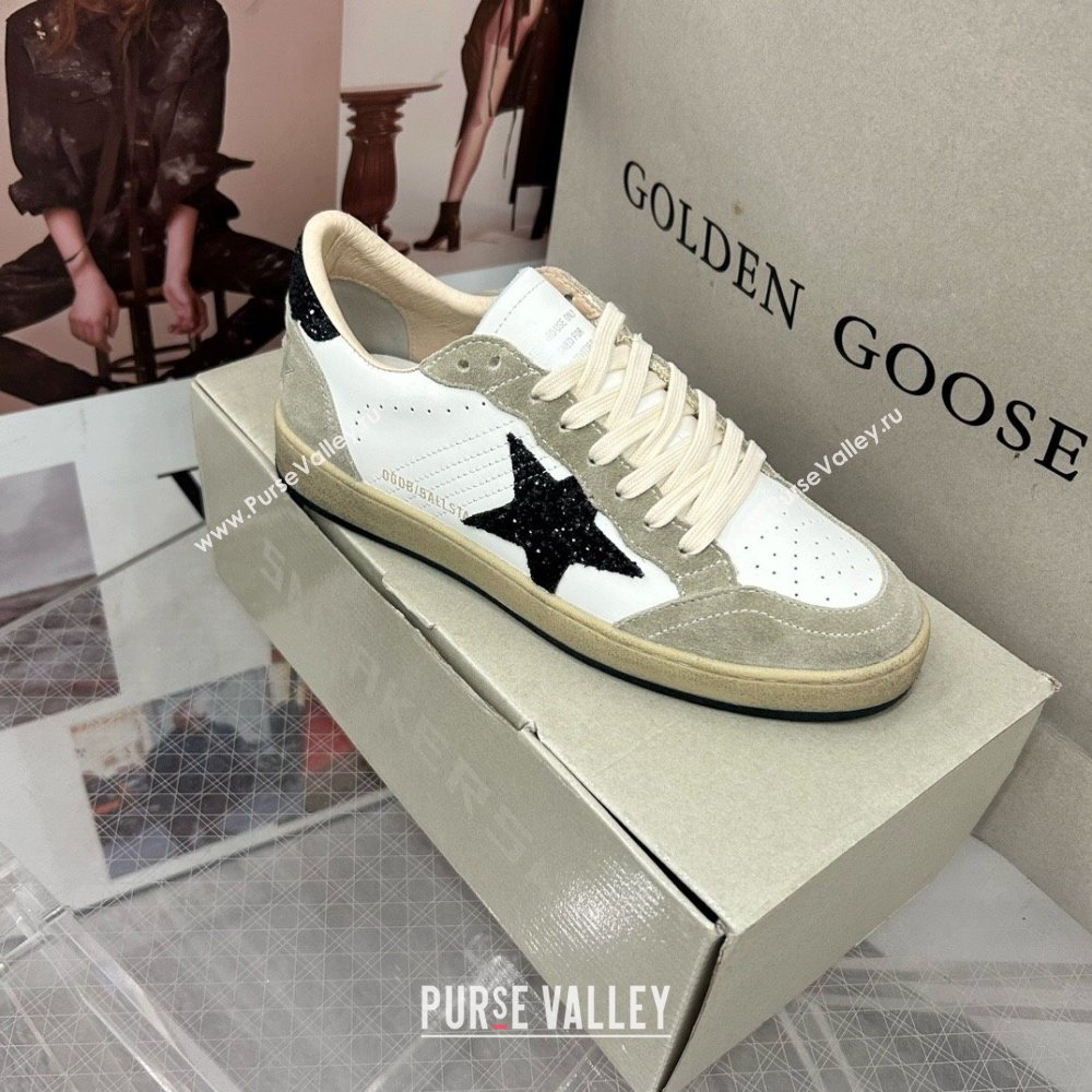 Golden Goose GGDB Ball Star Sneakers in White Calfskin and Grey Suede 2024 0328 (MD-240328112)