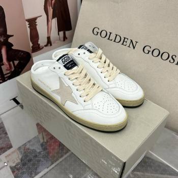 Golden Goose GGDB Ball Star Open Back Sneakers in White Calfskin 2024 0328 (MD-240328110)