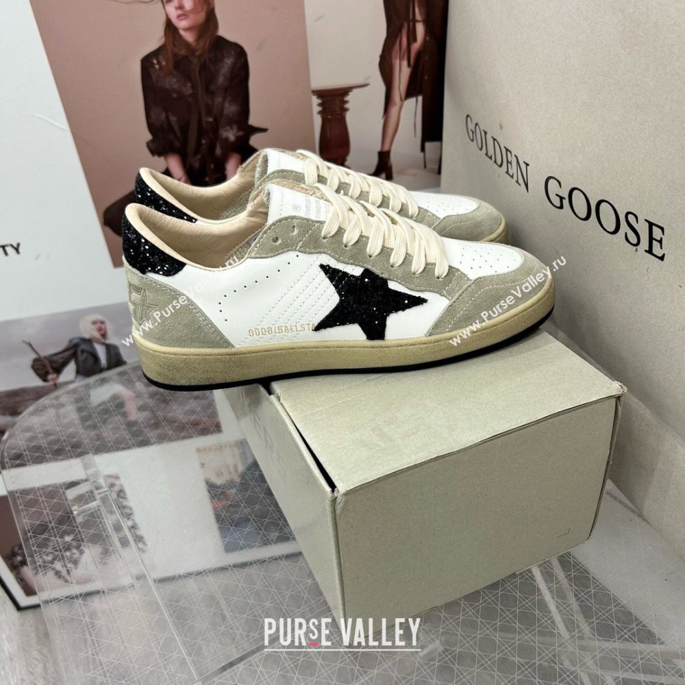 Golden Goose GGDB Ball Star Sneakers in White Calfskin and Grey Suede 2024 0328 (MD-240328112)