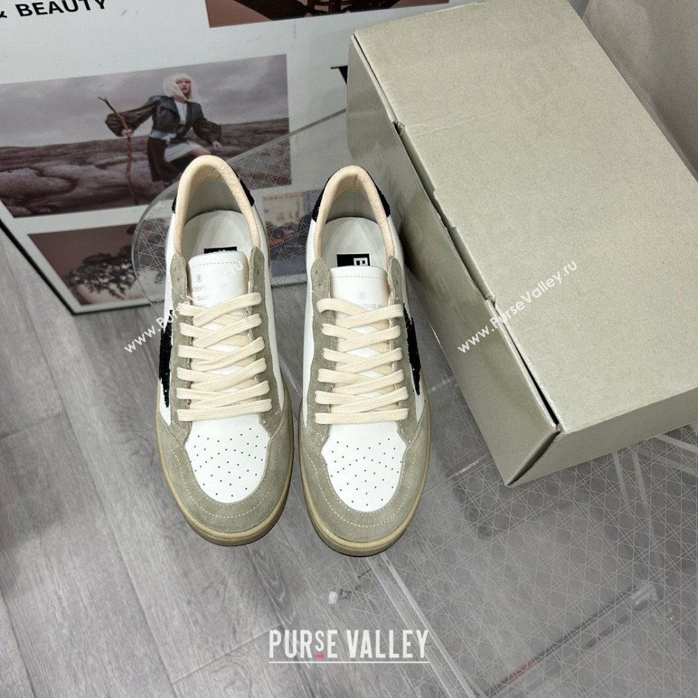 Golden Goose GGDB Ball Star Sneakers in White Calfskin and Grey Suede 2024 0328 (MD-240328112)