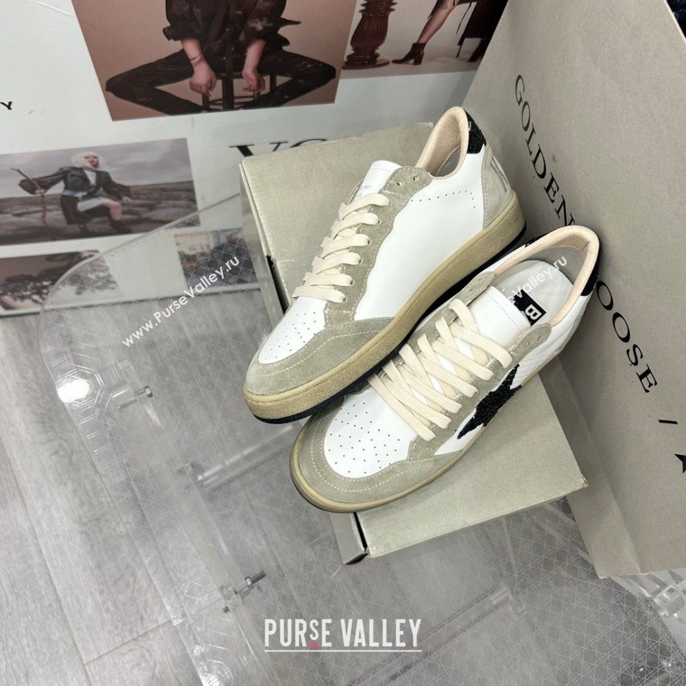 Golden Goose GGDB Ball Star Sneakers in White Calfskin and Grey Suede 2024 0328 (MD-240328112)