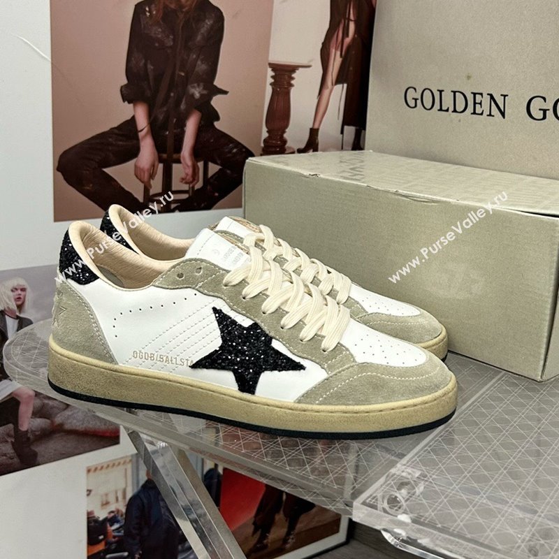 Golden Goose GGDB Ball Star Sneakers in White Calfskin and Grey Suede 2024 0328 (MD-240328112)