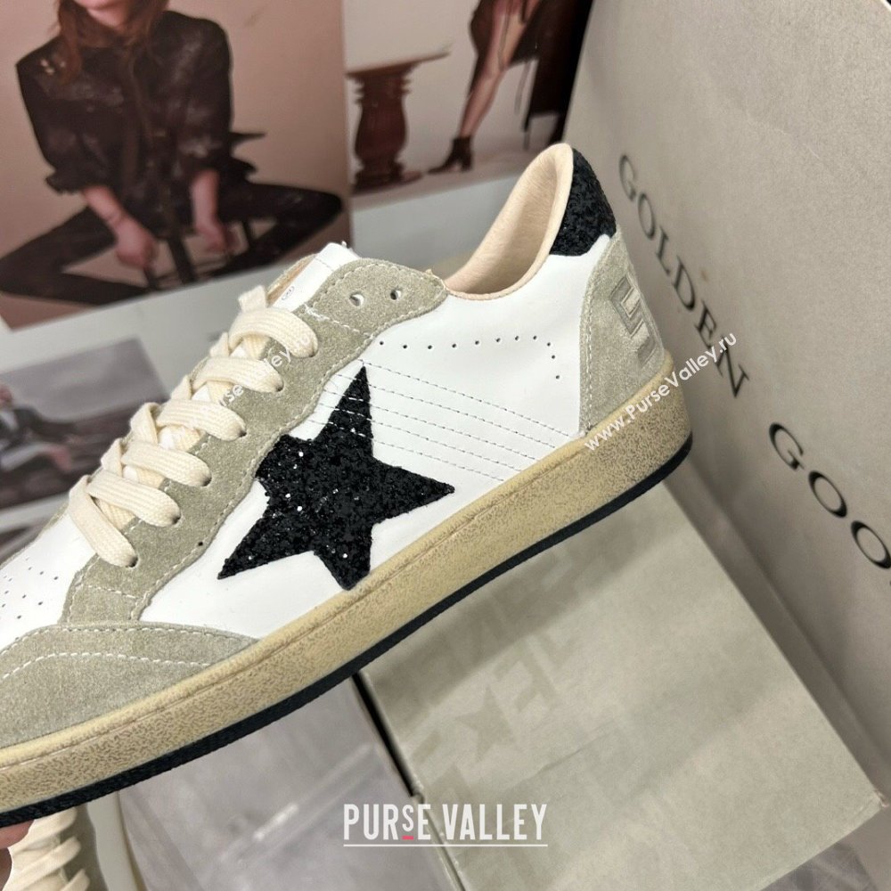 Golden Goose GGDB Ball Star Sneakers in White Calfskin and Grey Suede 2024 0328 (MD-240328112)