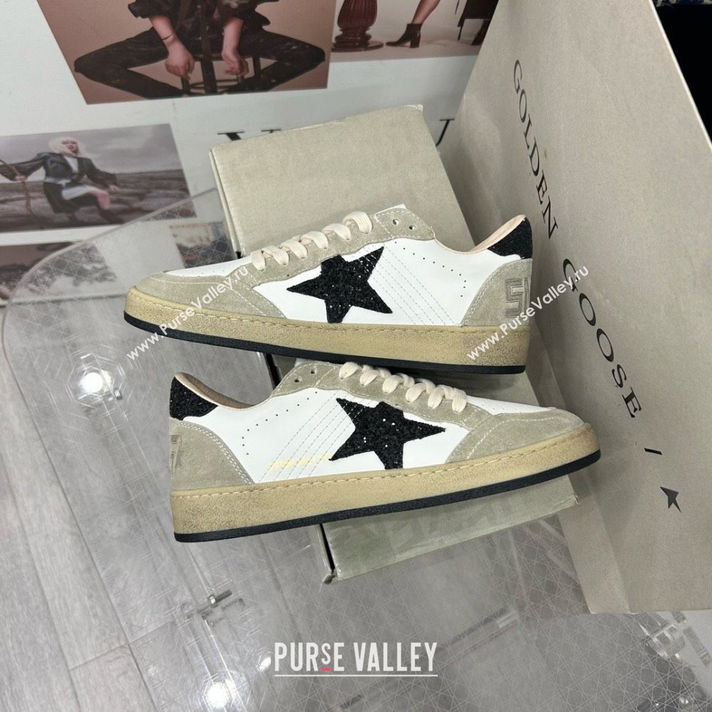 Golden Goose GGDB Ball Star Sneakers in White Calfskin and Grey Suede 2024 0328 (MD-240328112)