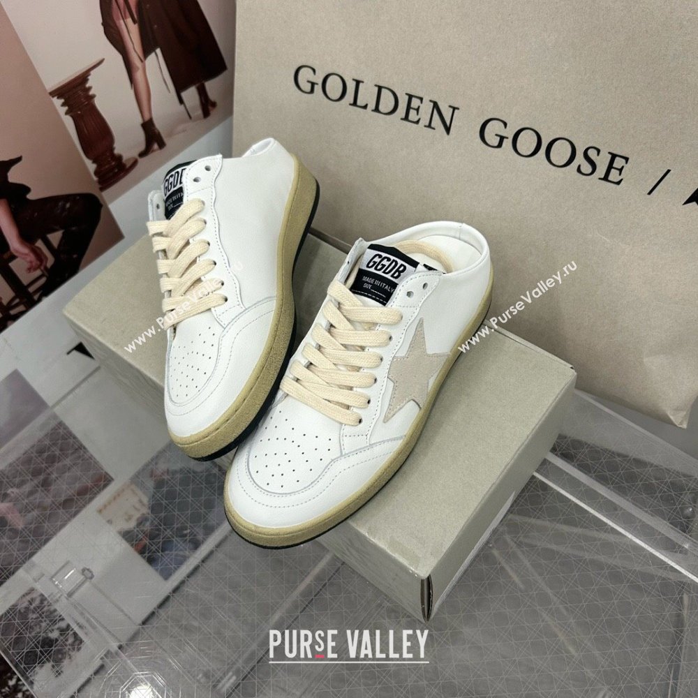 Golden Goose GGDB Ball Star Open Back Sneakers in White Calfskin 2024 0328 (MD-240328110)