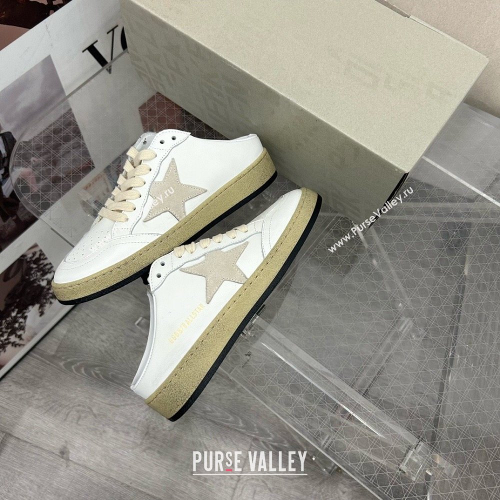 Golden Goose GGDB Ball Star Open Back Sneakers in White Calfskin 2024 0328 (MD-240328110)