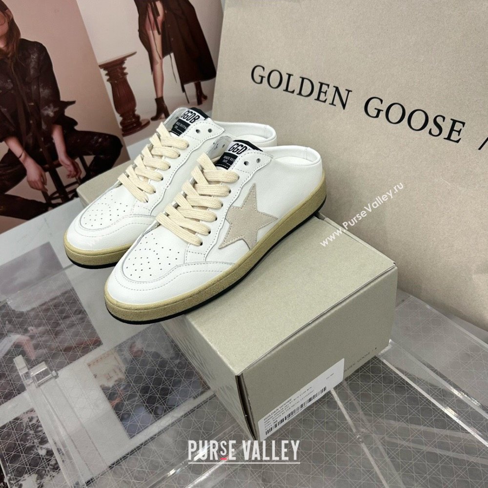 Golden Goose GGDB Ball Star Open Back Sneakers in White Calfskin 2024 0328 (MD-240328110)