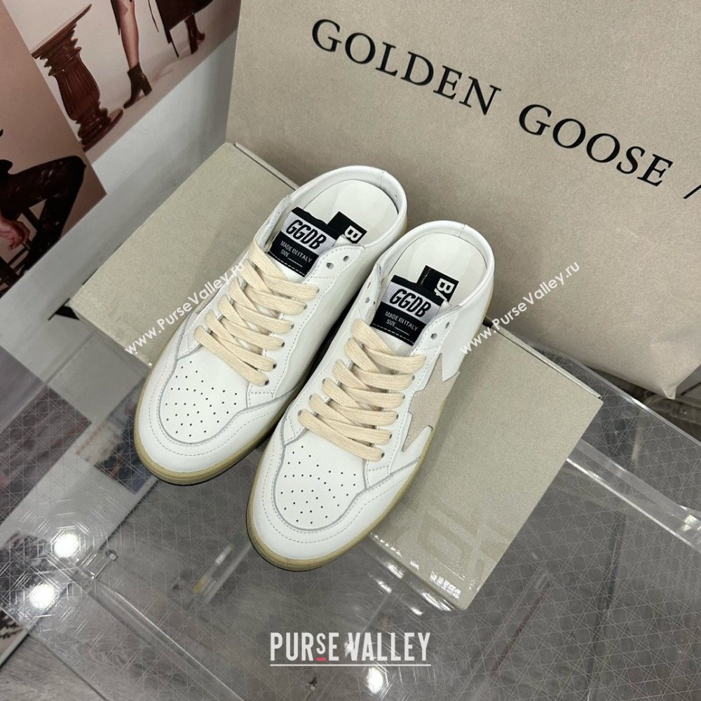 Golden Goose GGDB Ball Star Open Back Sneakers in White Calfskin 2024 0328 (MD-240328110)
