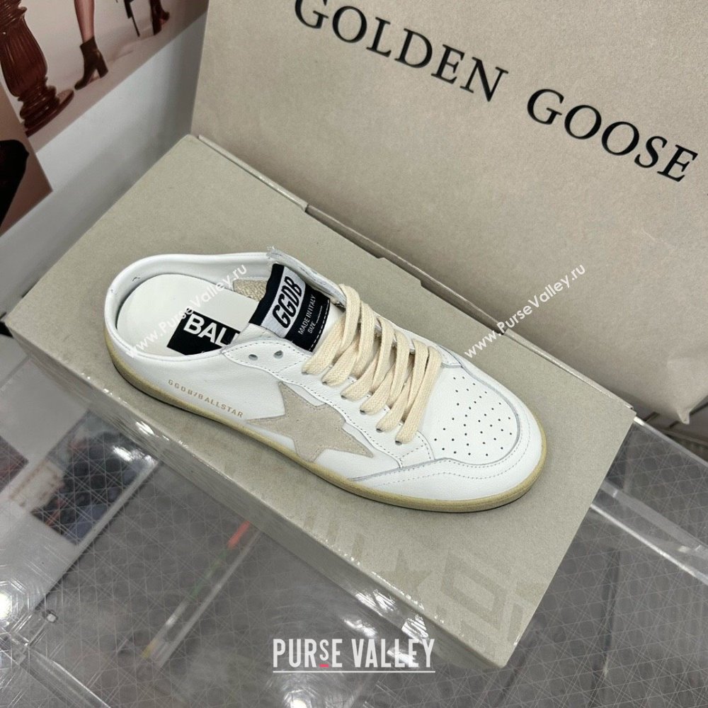 Golden Goose GGDB Ball Star Open Back Sneakers in White Calfskin 2024 0328 (MD-240328110)