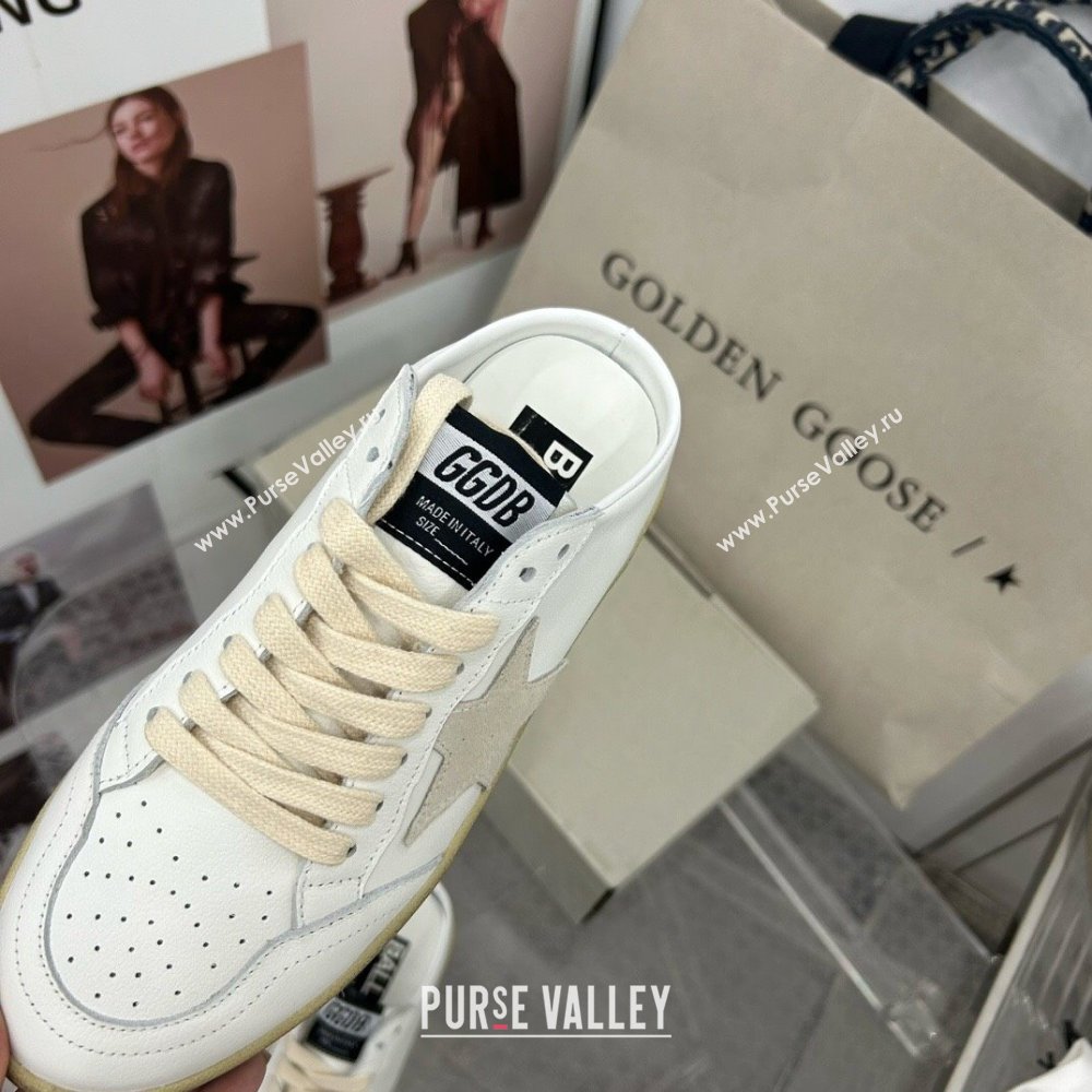 Golden Goose GGDB Ball Star Open Back Sneakers in White Calfskin 2024 0328 (MD-240328110)