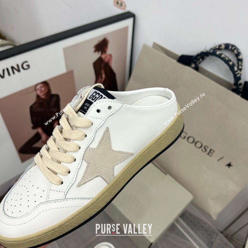 Golden Goose GGDB Ball Star Open Back Sneakers in White Calfskin 2024 0328 (MD-240328110)