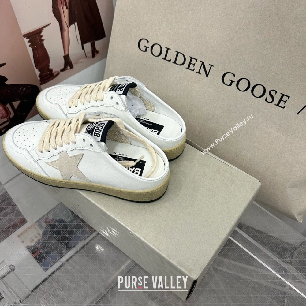 Golden Goose GGDB Ball Star Open Back Sneakers in White Calfskin 2024 0328 (MD-240328110)