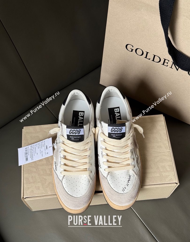 Golden Goose Women Ball Star Sneakers in White Leather and Grey Suede with Black Tab 2025 0429 (MD-250429040)
