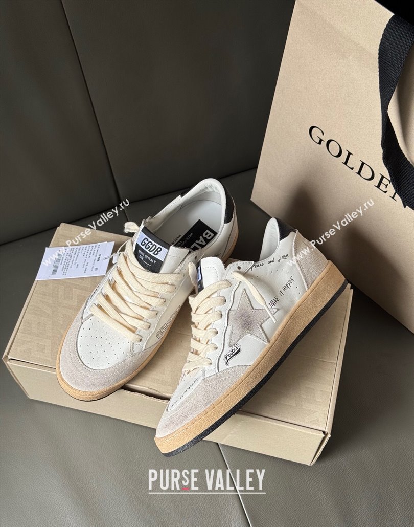 Golden Goose Women Ball Star Sneakers in White Leather and Grey Suede with Black Tab 2025 0429 (MD-250429040)