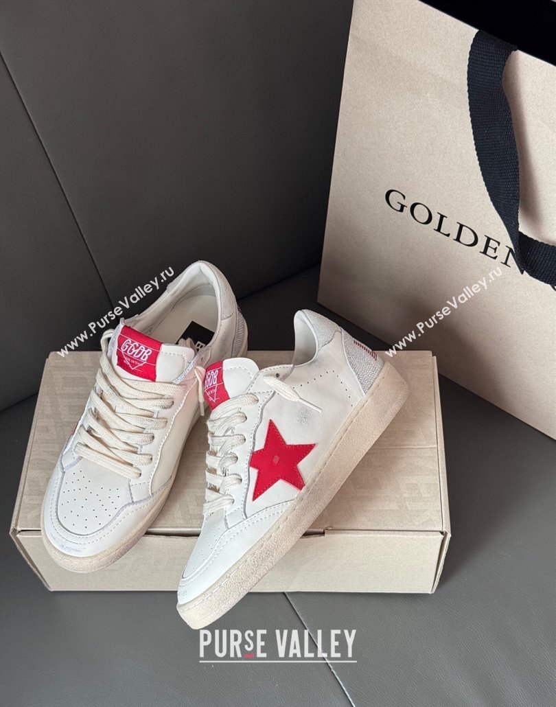 Golden Goose Women Ball Star with red leather star and red strass lettering 2025 0429 (MD-250429042)