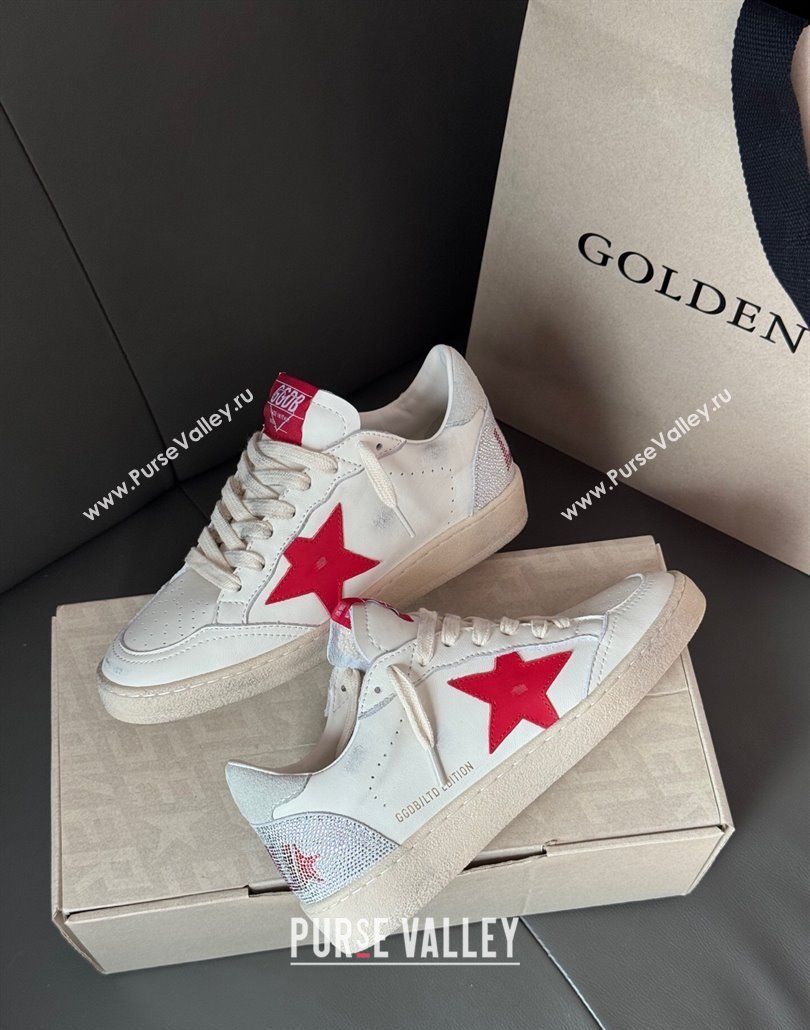 Golden Goose Women Ball Star with red leather star and red strass lettering 2025 0429 (MD-250429042)